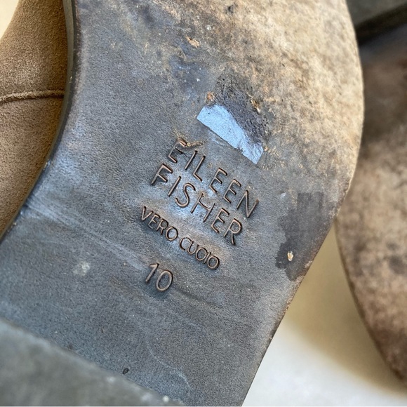 Eileen Fisher Putty Colored Suede Zip Back Ankle Boots Size 10 - Picture 8 of 10